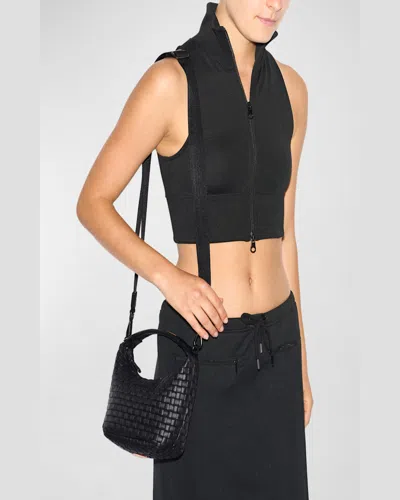 Mz Wallace Mini Woven Top Handle Hobo Bag In Black