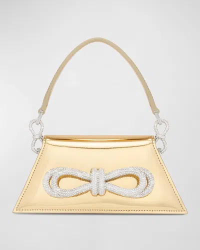 Mach&mach Samantha Bow Metallic Leather Top-handle Bag In Gold