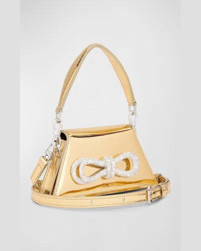 Mach&mach Samantha Bow Metallic Leather Top-handle Bag In Gold