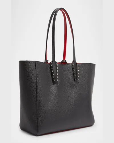 Christian Louboutin Cabata Soft Small Tote Bag In Grained Leather In Black/gunmetal