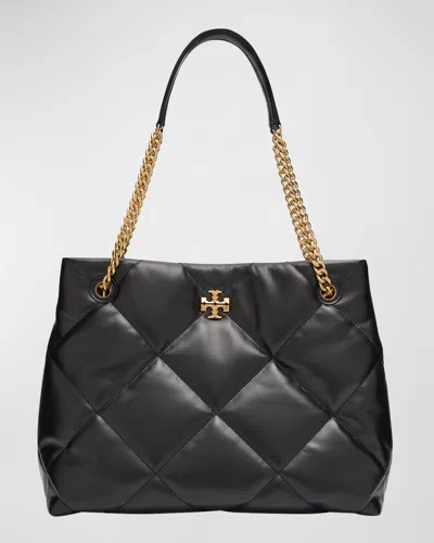 Tory Burch Kira Diamond-quilt Leather Tote Bag In Black