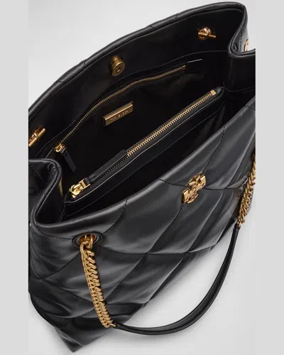 Tory Burch Kira Diamond-quilt Leather Tote Bag In Black