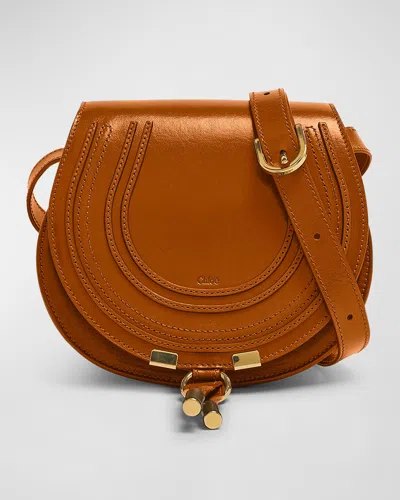 Chloé Marcie Small Crossbody Bag In Shiny Calfskin In Burgundy