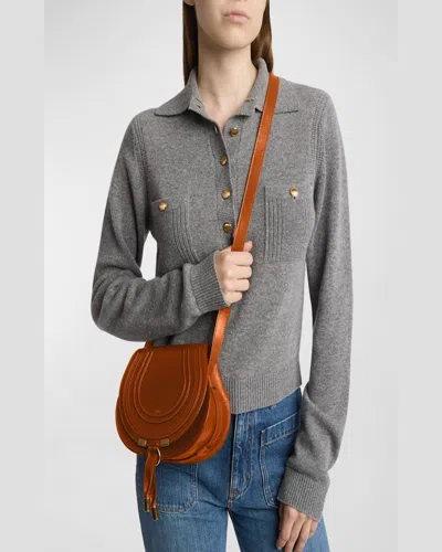 Chloé Marcie Small Crossbody Bag In Shiny Calfskin In Burgundy