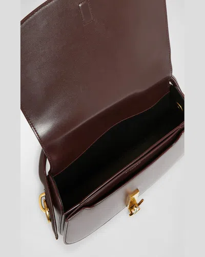 Saint Laurent Ysl Flap Crossbody Bag In Leather In Dark Currant