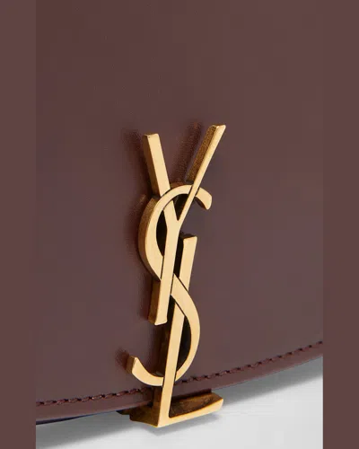 Saint Laurent Ysl Flap Crossbody Bag In Leather In Dark Currant