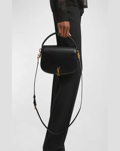 Saint Laurent Ysl Flap Crossbody Bag In Leather In Dark Currant