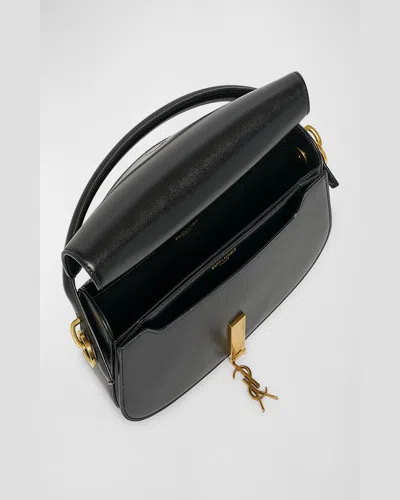 Saint Laurent Ysl Flap Crossbody Bag In Leather In Dark Currant