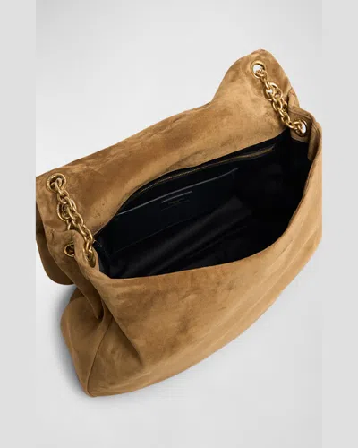 Saint Laurent Jamie 4.3 Maxi Ysl Shoulder Bag In Quilted Suede In Golden Leaf