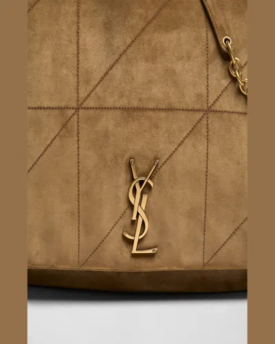 Saint Laurent Jamie 4.3 Maxi Ysl Shoulder Bag In Quilted Suede In Golden Leaf