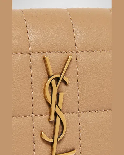 Saint Laurent Cassandra Ysl Card Holder In Quilted Leather In Dark Toffee