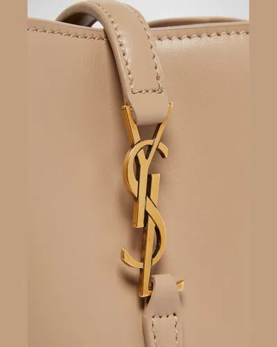 Saint Laurent Le 37 Mini Ysl Bucket Bag In Smooth Leather In Dark Beige