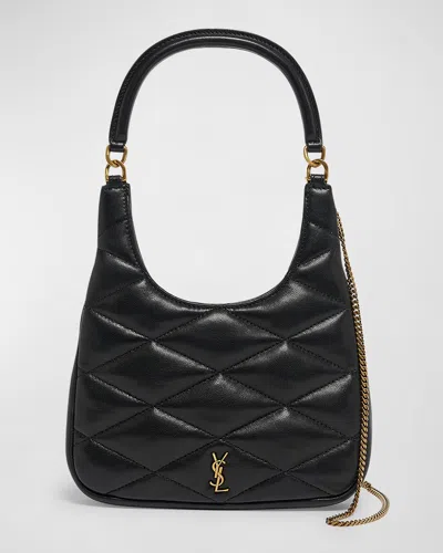 Saint Laurent Sade Mini Ysl Hobo Bag In Quilted Lambskin In Nero