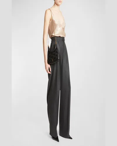 Saint Laurent Sade Mini Ysl Hobo Bag In Quilted Lambskin In Nero