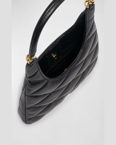 Saint Laurent Sade Mini Ysl Hobo Bag In Quilted Lambskin In Nero
