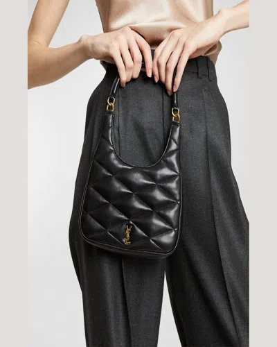 Saint Laurent Sade Mini Ysl Hobo Bag In Quilted Lambskin In Nero