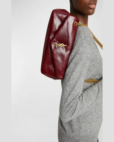 Saint Laurent Calypso Small Ysl Shoulder Bag In Smooth Padded Leather In Deep Rasberry