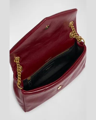 Saint Laurent Calypso Small Ysl Shoulder Bag In Smooth Padded Leather In Deep Rasberry