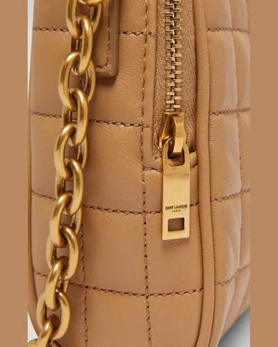 Saint Laurent Cassandre Mini Ysl Camera Bag In Quilted Smooth Leather In Natural Tan