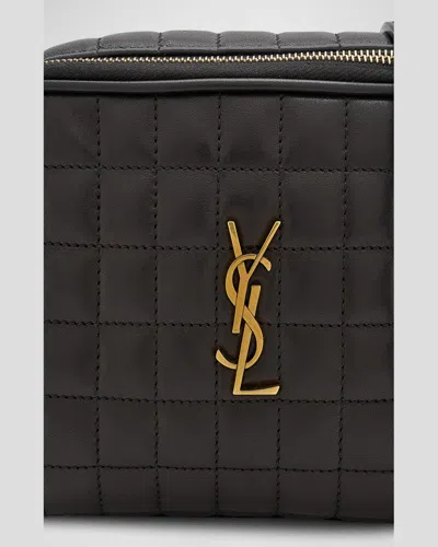 Saint Laurent Cassandre Mini Ysl Camera Bag In Quilted Smooth Leather In Natural Tan
