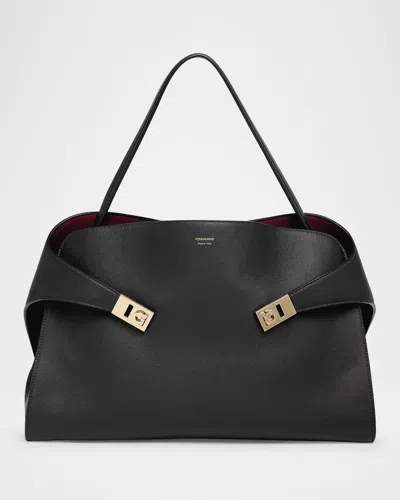 Ferragamo Large Hug Soft Bicolor Shoulder Bag In Multi