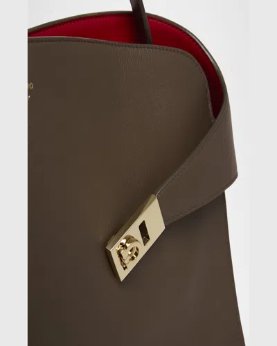 Ferragamo Large Hug Soft Bicolor Shoulder Bag In Brown