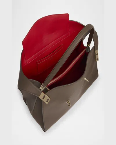 Ferragamo Large Hug Soft Bicolor Shoulder Bag In Brown