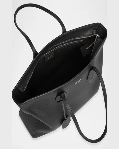 Ferragamo Folded Edge Grained Texture Shoulder Bag In Nero