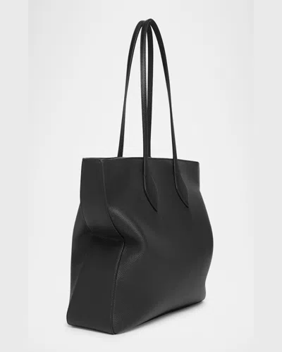 Ferragamo Folded Edge Grained Texture Shoulder Bag In Nero