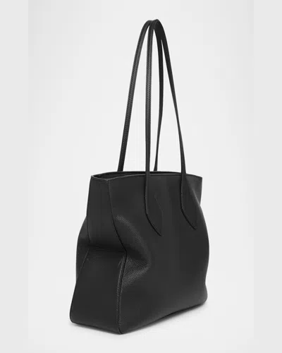 Ferragamo Folded Edge Grained Texture Shoulder Bag In Nero