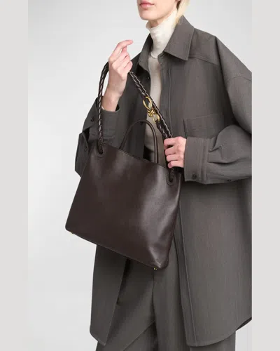 Bottega Veneta Andiamo Medium Leather Tote Bag In Fondant