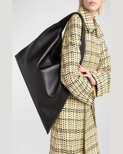 Bottega Veneta Large Leather Hop Shoulder Bag In Black