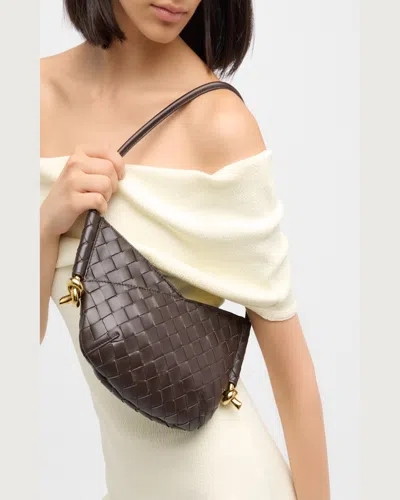 Bottega Veneta Mini Solstice Intrecciato Leather Hobo Bag In Green