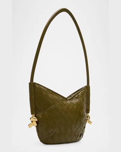 Bottega Veneta Mini Solstice Intrecciato Leather Hobo Bag In Green