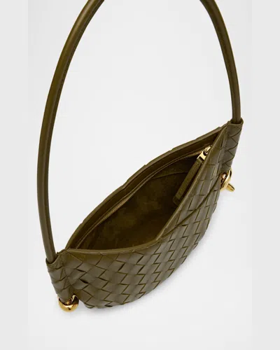 Bottega Veneta Mini Solstice Intrecciato Leather Hobo Bag In Green