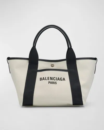 Balenciaga Women's Navy Revamp Small Tote Bag In White