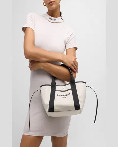 Balenciaga Women's Navy Revamp Small Tote Bag In White