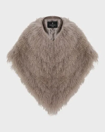 Gorski Select Mongolian Lamb Shearling Shawl In Silver Blue