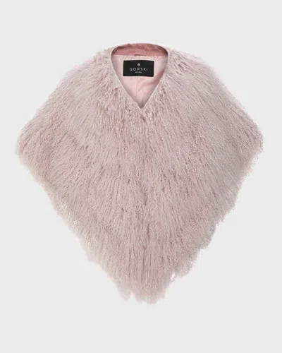 Gorski Select Mongolian Lamb Shearling Shawl In Pink