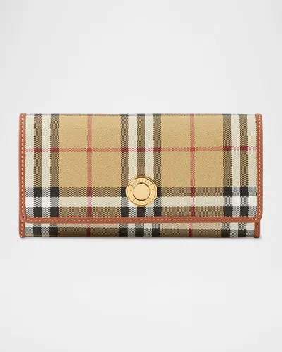 Burberry Check Pattern Canvas Wallet With Gold-tone Hardware In Archive Beige
