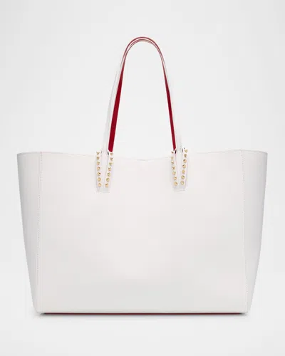 Christian Louboutin Cabata Soft Large Tote Bag In Grained Leather In Bianco