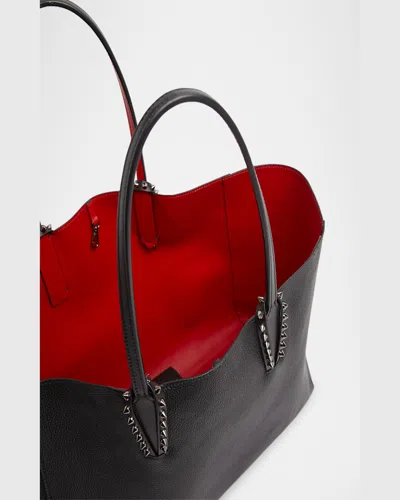 Christian Louboutin Cabata Soft Large Tote Bag In Grained Leather In Bianco