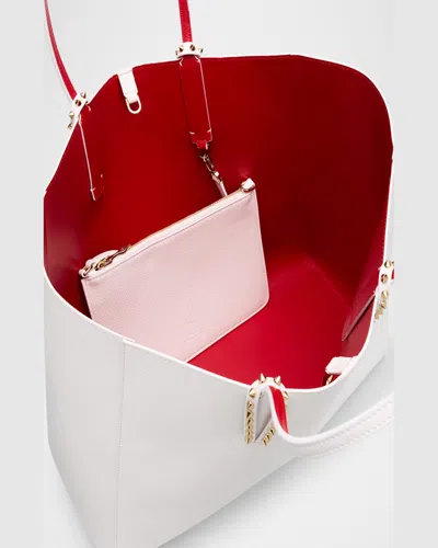 Christian Louboutin Cabata Soft Large Tote Bag In Grained Leather In Bianco