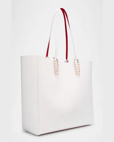 Christian Louboutin Cabata Soft Large Tote Bag In Grained Leather In Bianco