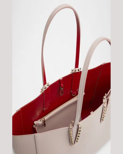 Christian Louboutin Cabata Soft Small Tote Bag In Grained Leather In Bianco