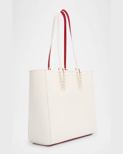 Christian Louboutin Cabata Soft Small Tote Bag In Grained Leather In Bianco