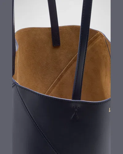 Loewe Puzzle Fold Mini Tote Bag In Shiny Leather In Eucalyptus Green