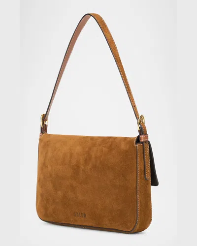 Staud Shoulder Bag With Adjustable Strap And Gold-tone Hardware In Brown