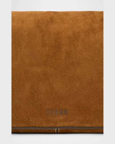 Staud Shoulder Bag With Adjustable Strap And Gold-tone Hardware In Brown