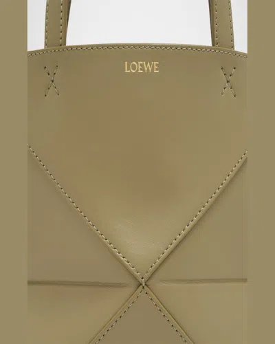 Loewe Puzzle Fold Mini Tote Bag In Shiny Leather In Eucalyptus Green